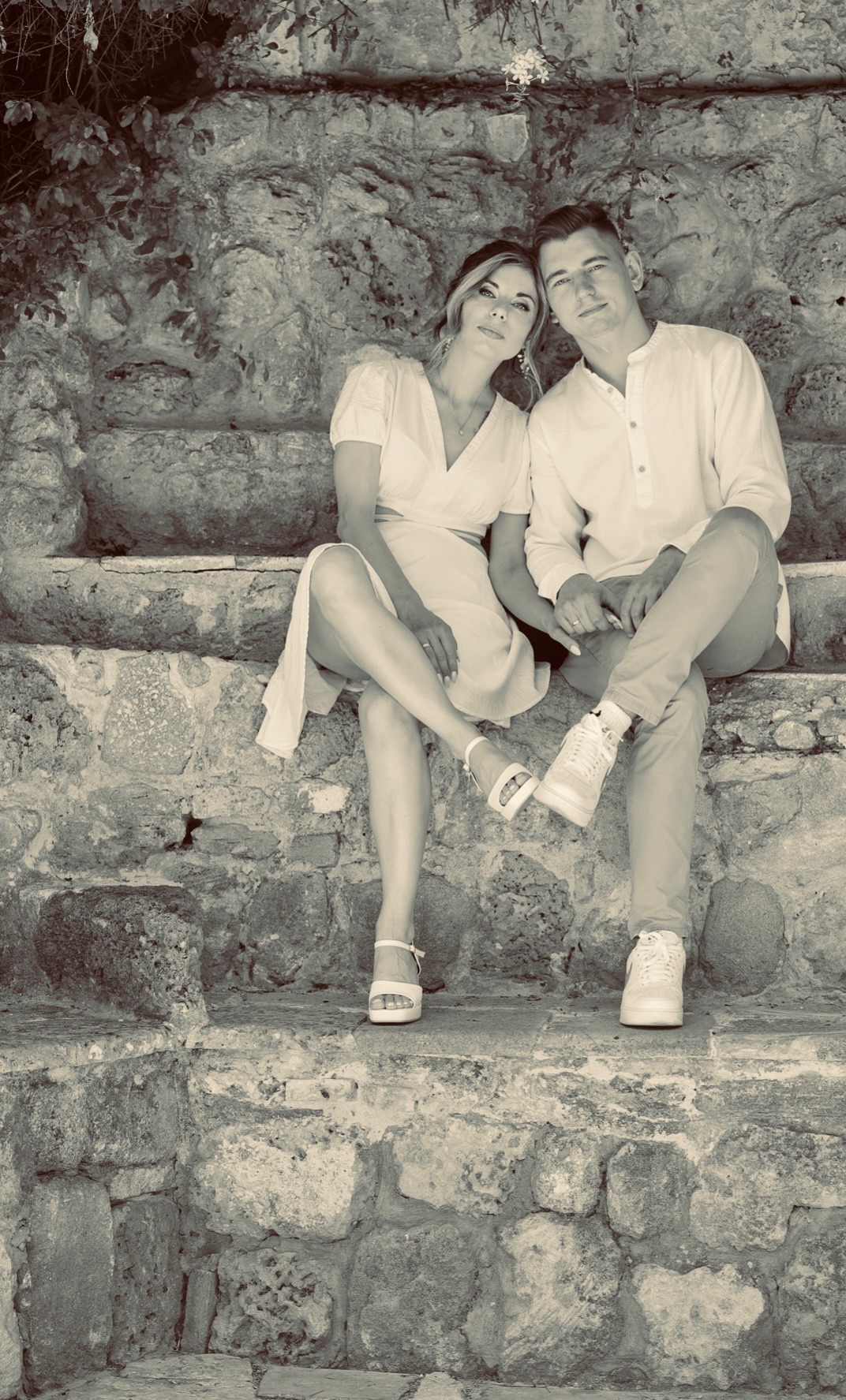Couple on stone steps